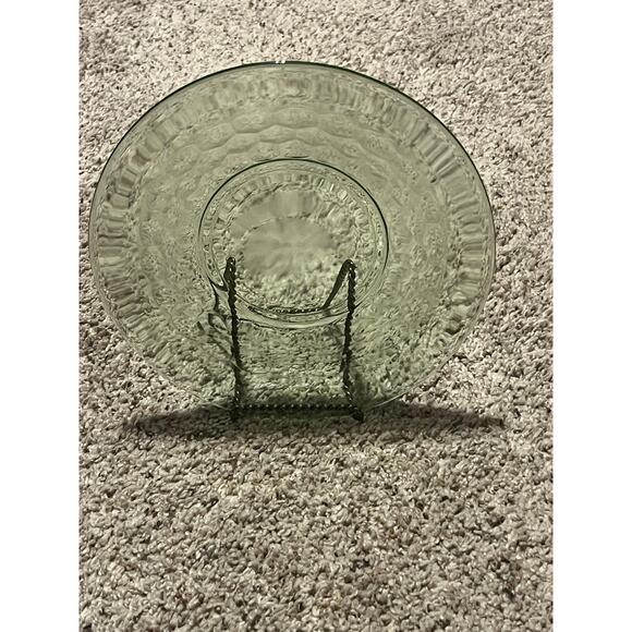 Lot 6 Green Depression Plates Uranium Glass UV Glow Honeycomb - Picture 2 of 6